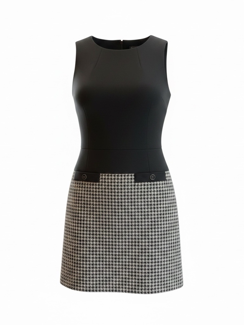 Tommy Hilfiger Black Bodice Houndstooth Mini Dress Size 14